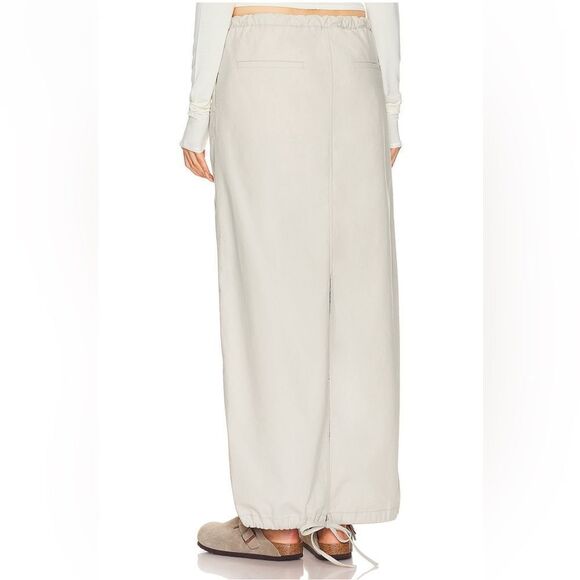 NEW Helsa Workwear Drawcord Maxi Skirt in Ecru/Grey - Picture 4 of 11